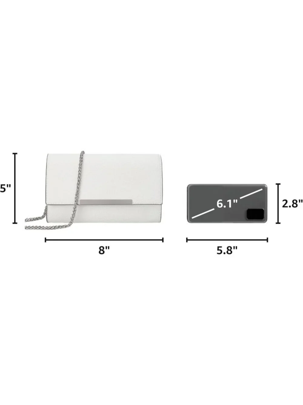 Women’s White Clutch Purses Wristlet Vegan Leather Formal Evening Bag